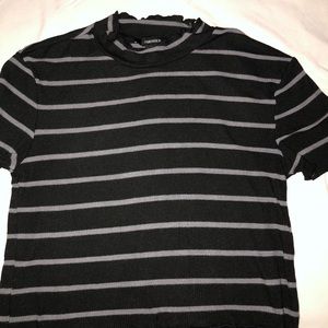 Black crop top with gray stripes